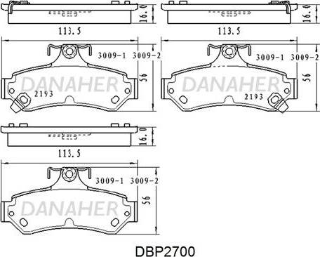 Danaher DBP2700 - Bremžu uzliku kompl., Disku bremzes ps1.lv