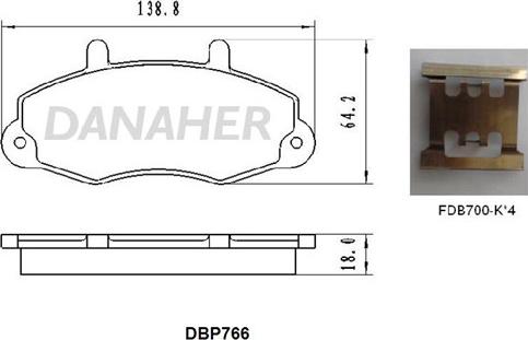 Danaher DBP766 - Bremžu uzliku kompl., Disku bremzes ps1.lv