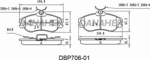 Danaher DBP706-01 - Bremžu uzliku kompl., Disku bremzes ps1.lv