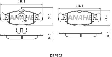 Danaher DBP702 - Bremžu uzliku kompl., Disku bremzes ps1.lv