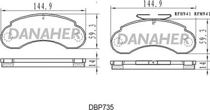 Danaher DBP735 - Bremžu uzliku kompl., Disku bremzes ps1.lv