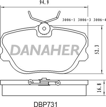 Danaher DBP731 - Bremžu uzliku kompl., Disku bremzes ps1.lv