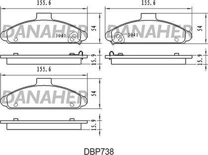 Danaher DBP738 - Bremžu uzliku kompl., Disku bremzes ps1.lv