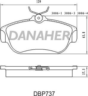 Danaher DBP737 - Bremžu uzliku kompl., Disku bremzes ps1.lv