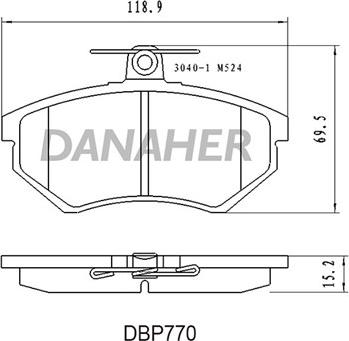 Danaher DBP770 - Bremžu uzliku kompl., Disku bremzes ps1.lv