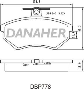 Danaher DBP778 - Bremžu uzliku kompl., Disku bremzes ps1.lv