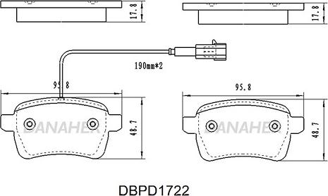 Danaher DBPD1722 - Bremžu uzliku kompl., Disku bremzes ps1.lv