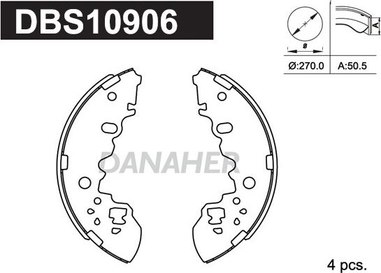 Danaher DBS10906 - Bremžu loku komplekts ps1.lv