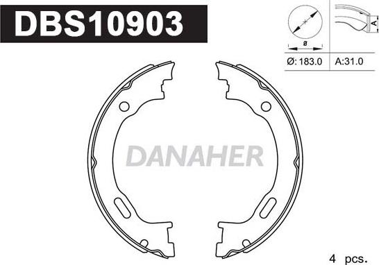 Danaher DBS10903 - Bremžu loku kompl., Stāvbremze ps1.lv