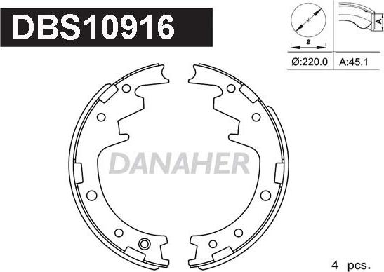 Danaher DBS10916 - Bremžu loku komplekts ps1.lv