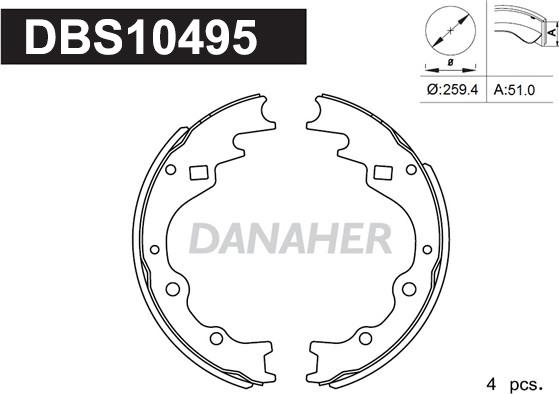 Danaher DBS10495 - Bremžu loku komplekts ps1.lv