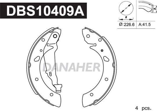 Danaher DBS10409A - Bremžu loku komplekts ps1.lv