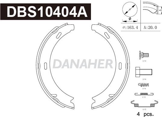 Danaher DBS10404A - Bremžu loku kompl., Stāvbremze ps1.lv