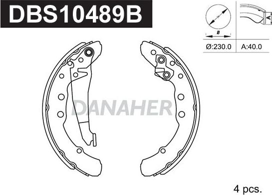 Danaher DBS10489B - Bremžu loku komplekts ps1.lv