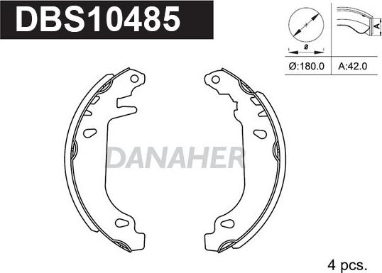 Danaher DBS10485 - Bremžu loku komplekts ps1.lv