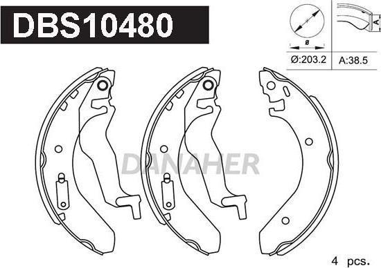 Danaher DBS10480 - Bremžu loku komplekts ps1.lv