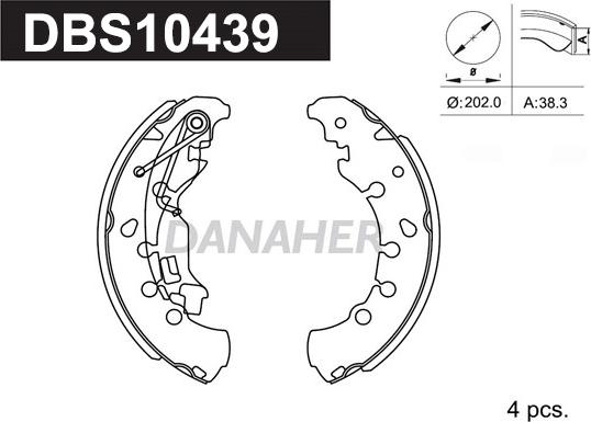 Danaher DBS10439 - Bremžu loku komplekts ps1.lv