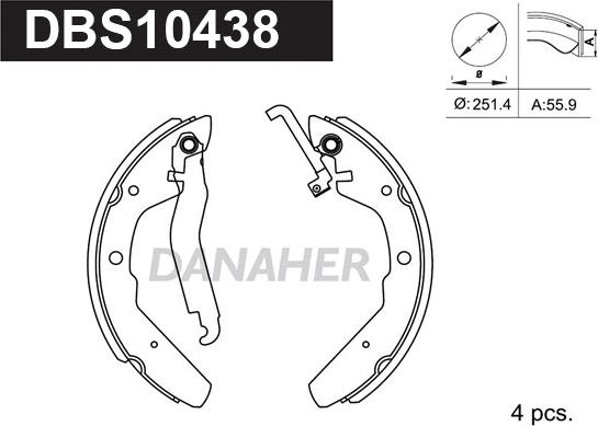 Danaher DBS10438 - Bremžu loku komplekts ps1.lv