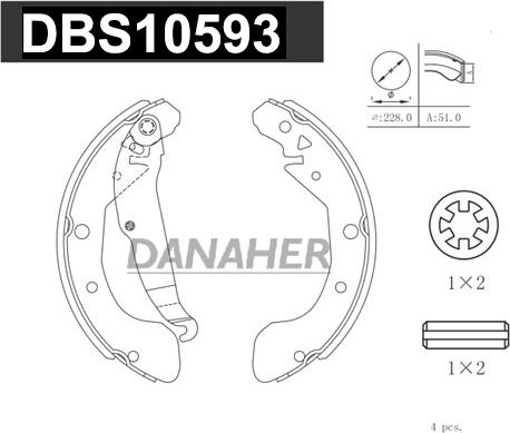 Danaher DBS10593 - Bremžu loku komplekts ps1.lv