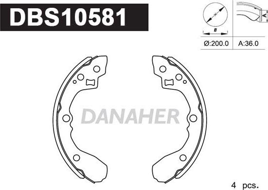 Danaher DBS10581 - Bremžu loku komplekts ps1.lv