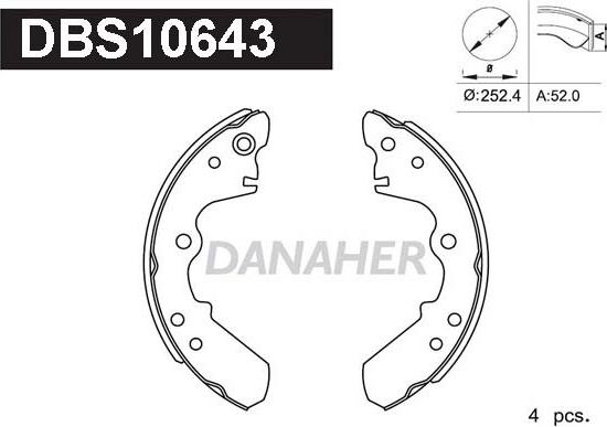 Danaher DBS10643 - Bremžu loku komplekts ps1.lv