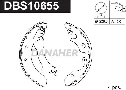 Danaher DBS10655 - Bremžu loku komplekts ps1.lv