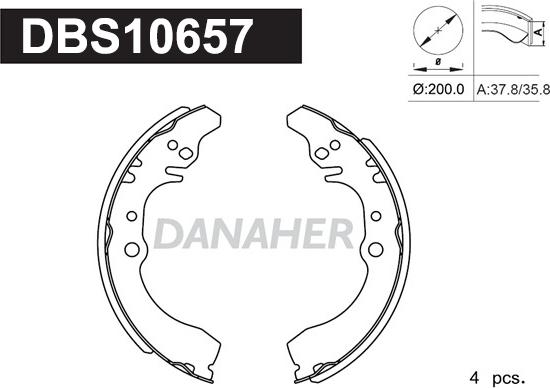 Danaher DBS10657 - Bremžu loku komplekts ps1.lv