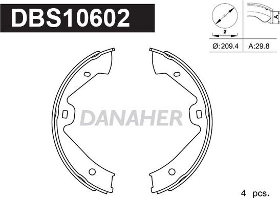 Danaher DBS10602 - Bremžu loku kompl., Stāvbremze ps1.lv