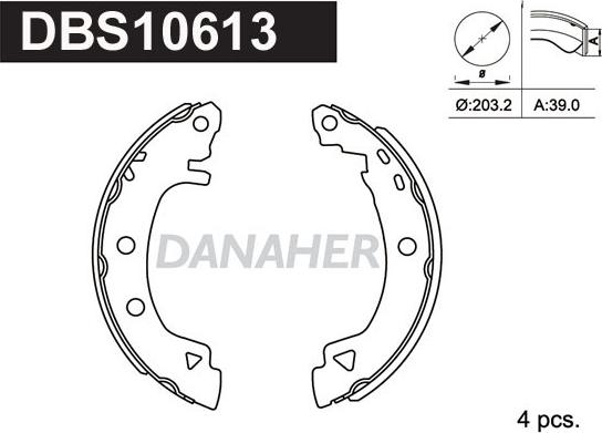 Danaher DBS10613 - Bremžu loku komplekts ps1.lv