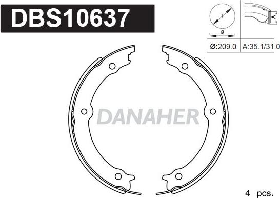 Danaher DBS10637 - Bremžu loku kompl., Stāvbremze ps1.lv