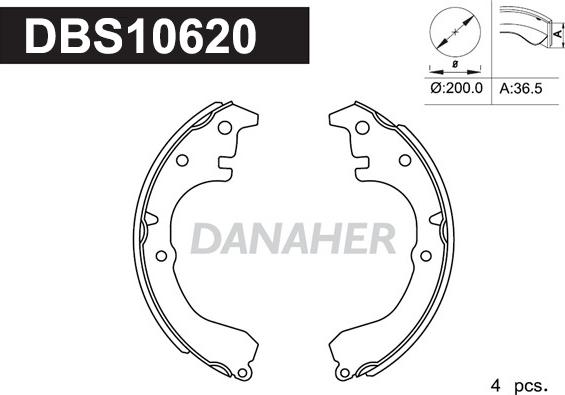 Danaher DBS10620 - Bremžu loku komplekts ps1.lv