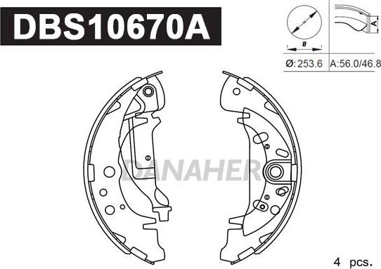 Danaher DBS10670A - Bremžu loku komplekts ps1.lv