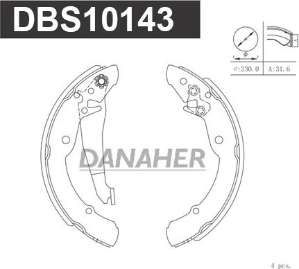 Danaher DBS10143 - Bremžu loku komplekts ps1.lv