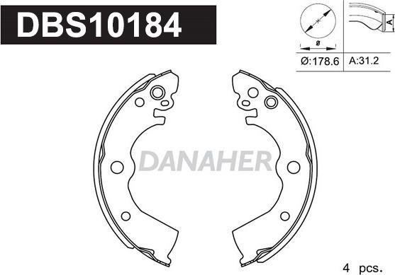 Danaher DBS10184 - Bremžu loku komplekts ps1.lv