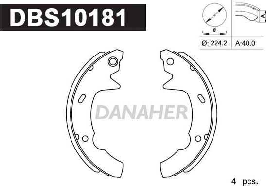 Danaher DBS10181 - Bremžu loku komplekts ps1.lv