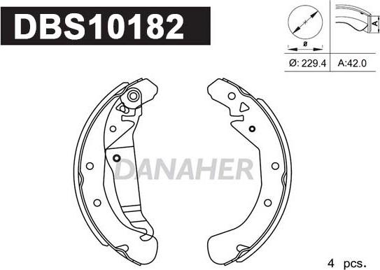 Danaher DBS10182 - Bremžu loku komplekts ps1.lv