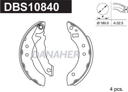 Danaher DBS10840 - Bremžu loku komplekts ps1.lv