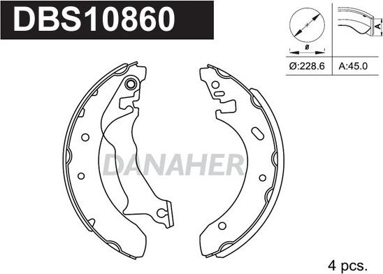 Danaher DBS10860 - Bremžu loku komplekts ps1.lv