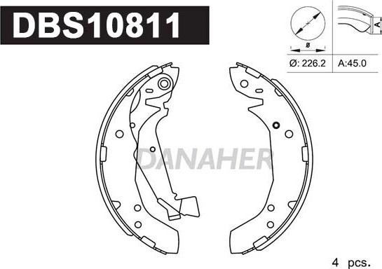 Danaher DBS10811 - Bremžu loku komplekts ps1.lv