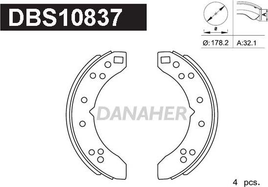 Danaher DBS10837 - Bremžu loku komplekts ps1.lv