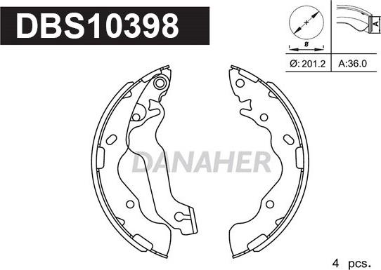 Danaher DBS10398 - Bremžu loku komplekts ps1.lv