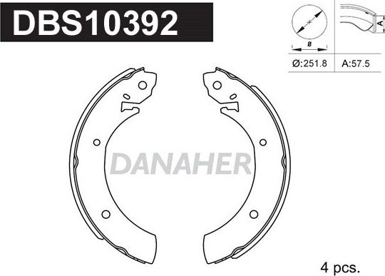 Danaher DBS10392 - Bremžu loku komplekts ps1.lv