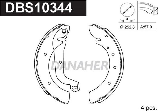 Danaher DBS10344 - Bremžu loku komplekts ps1.lv