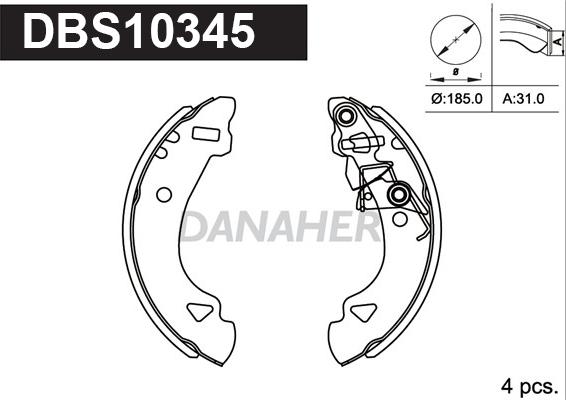 Danaher DBS10345 - Bremžu loku komplekts ps1.lv