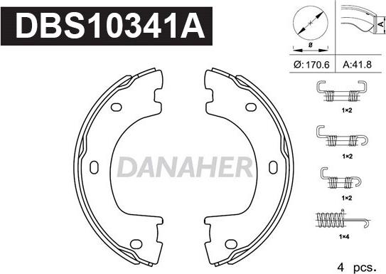 Danaher DBS10341A - Bremžu loku kompl., Stāvbremze ps1.lv