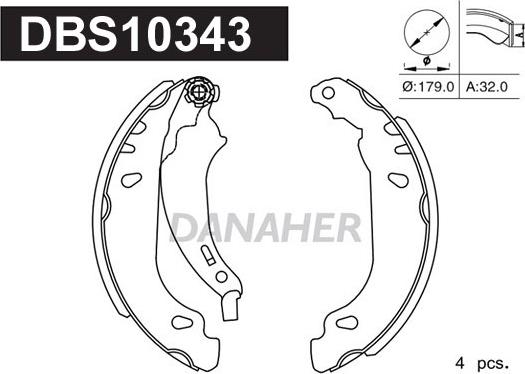 Danaher DBS10343 - Bremžu loku komplekts ps1.lv