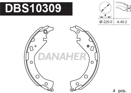 Danaher DBS10309 - Bremžu loku komplekts ps1.lv