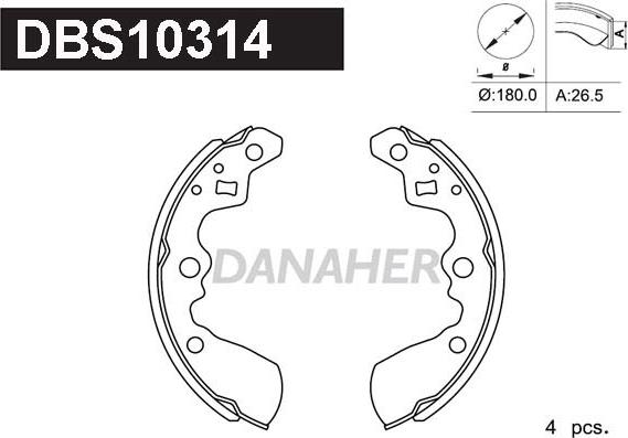 Danaher DBS10314 - Bremžu loku komplekts ps1.lv