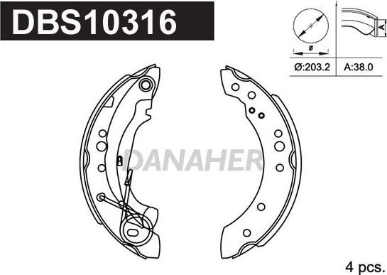 Danaher DBS10316 - Bremžu loku komplekts ps1.lv