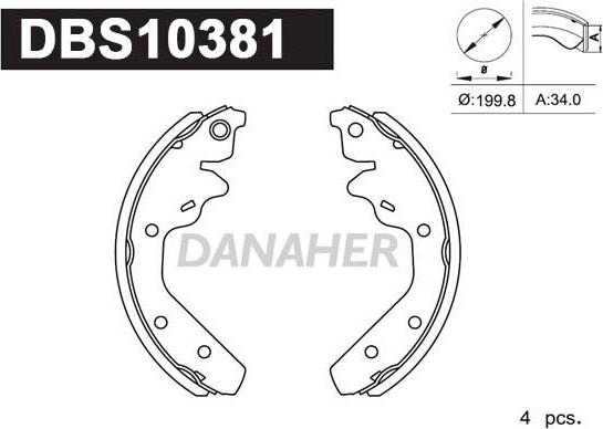 Danaher DBS10381 - Bremžu loku komplekts ps1.lv